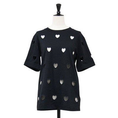 Simone Rocha T-shirt Black Size: XS | Heart Cutout Short Sleeve Top Used BEEG-0