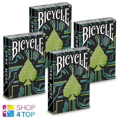 4 Dark Mode Bicycle Playing Cards Deck Magic Tricks Poker Games Black ...