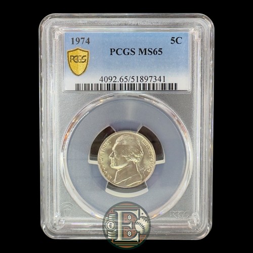 1974 Jefferson Nickel 5c - PCGS GRADED MS65 Gold Shield - Picture 2 of 4