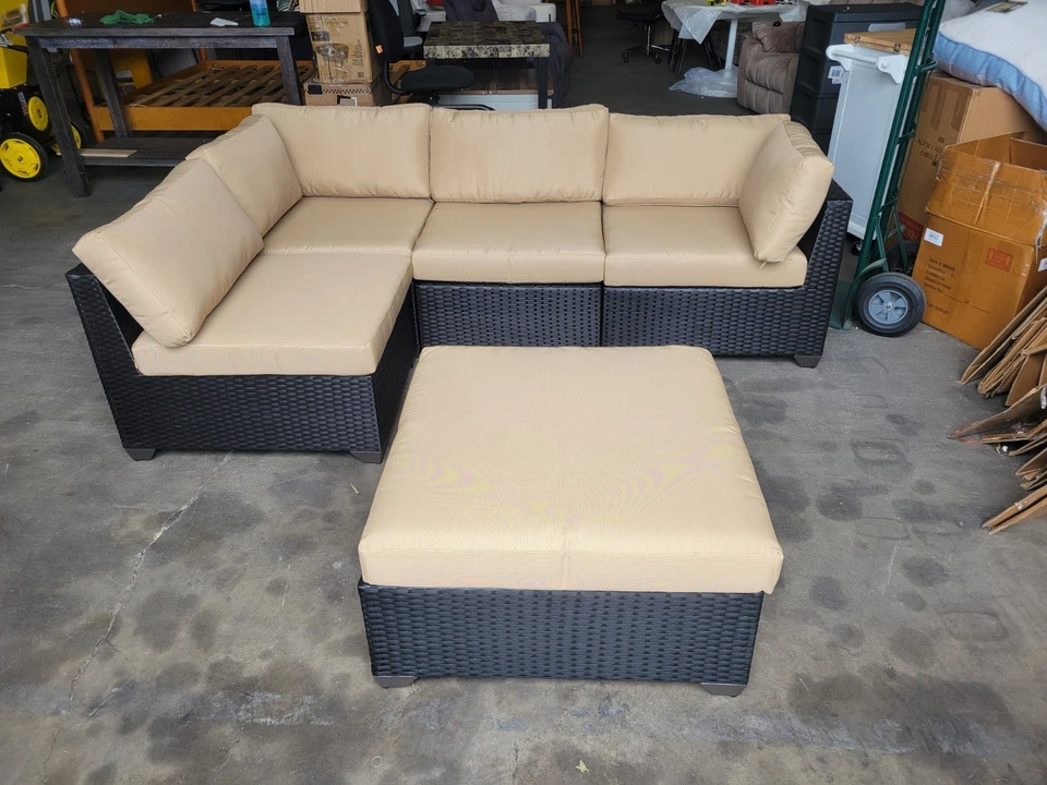 TK Classics Venice 5 Piezas Mimbre Patio Seccional CARGO ENTREGA LTL Foto 2 de 4