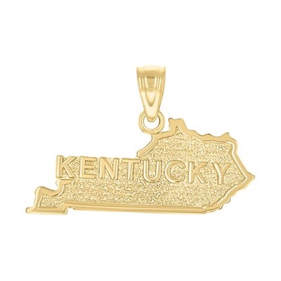 10kt Gelbgold Herren Strukturiert Kentucky State Karte Charm Anhänger