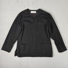 Vintage Young Pendleton Size Age 13-14 Virgin Wool Black Full Zip Cardigan USA