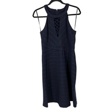 Guess Dress striped lace up sleeveless skater navy blue size 10