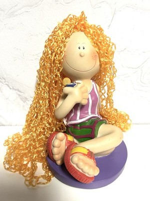 Whimsical Blonde Girl Figurine Flip Flops Ice Cream Fun Summer Decor 6 