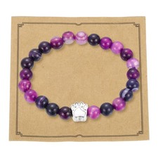 Stone Paw Bracelet,Paw Print Dog Mom Memorial Bracelet,Purple White