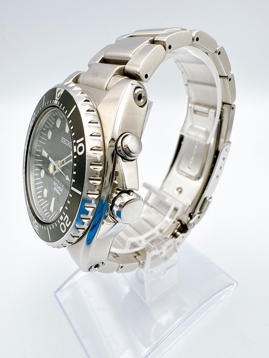 SEIKO Kinetic Scuba Divers 5M62-0BL0 Black Dial Watch New batt JP