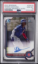 2022 BOWMAN CHROME PROSPECT AUTO #CPAYS YEISON SANTANA PSA 10 AUTO