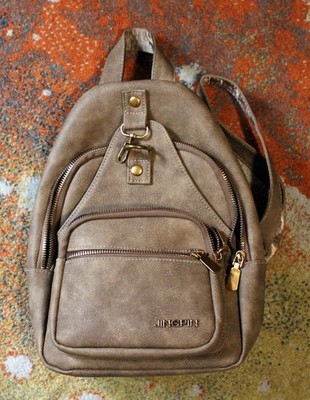 JINGPIN Small Brown Backpack Purse