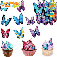 Essbare Schmetterlinge Cupcake Topper 40 StüCk Deko FüR Torte Backen Party