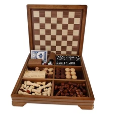 WE Games Walnut 7-Games-in-1 Combo Game Set, Chess, Checkers, Backgammon, & more