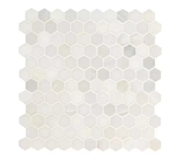 Azulejo de mosaico MSI Griego Blanco 1" Hexágono 12" x 12" Mármol Pulido Montaje en Malla Foto 2 de 4