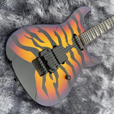 Best-selling Tiger Stripe Sunburst Purple Edge Electric Guitar Ebony Fingerboard