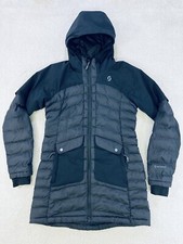 Scott Winter Snow Parka Long Puffer Jacket Hooded Black Charcoal Womens Small