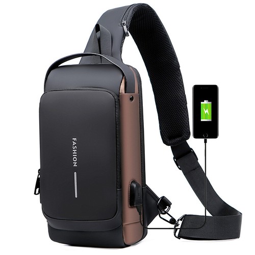 Anti-theft Chest Shoulder Messenger Backpack Men Sling Crossbody Bag USB Port AU - Picture 10 of 14