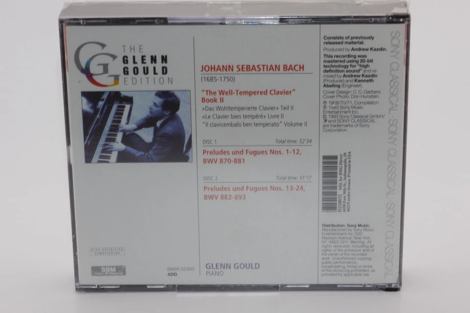 Sealed GLENN GOULD Edition BACH Well Tempered Clavier II SONY Classical 2CD Box Foto 2 de 3