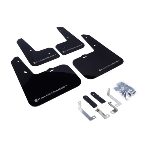 Rally Armor Mud Flap Black UR Silver Logo For 2012-2018 Hyundai Veloster - Picture 2 of 5