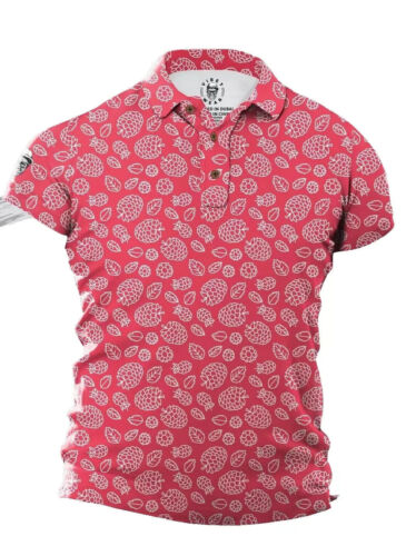 Men's Golf Polo Shirts Pineapple Light Pink/Red, Fitted S to XL, Short Sleeves - Picture 6 of 11