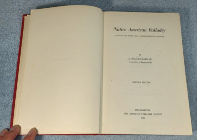 Native American Balladry A Descriptive Study and a Bibliographical Syllabus
