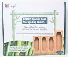 GUIOGC Bamboo Food Storage Bag Organizer Holder Dispenser Ziplock 14" x 12" x 3"