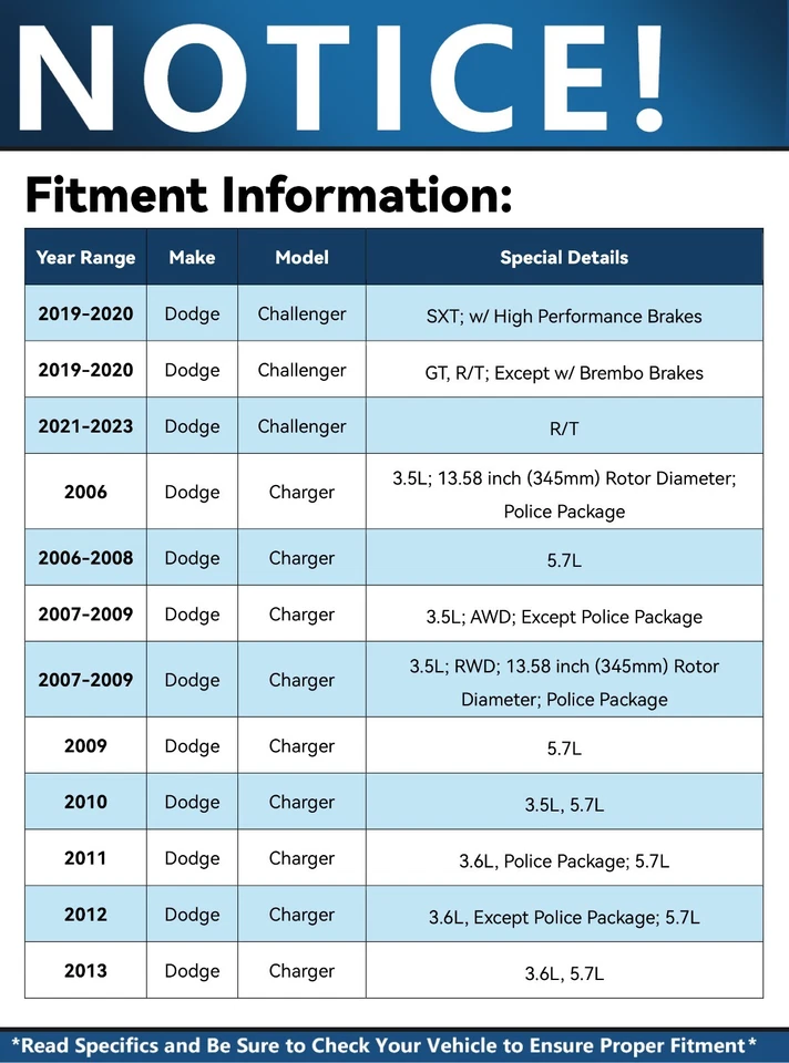 345mm Front Drilled Rotors Brake Pads for Dodge Charger Magnum Chrysler 300 - Image 3 of 4