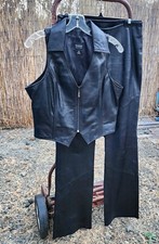Vintage 90s Y2K Wilsons Leather Pelle Studio Flared Pants  Vest Womens Sz 6/Med
