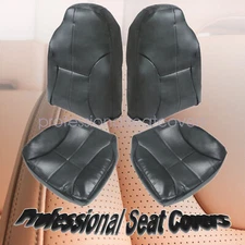 For 1998 - 2002 Dodge Ram Both Side Bottom & Back Leather Seat Cover Dark Gray