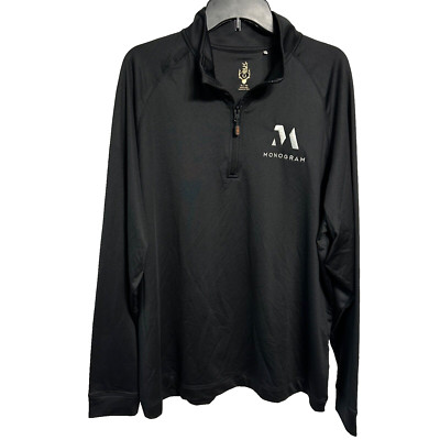 C-BUK Monogram 1/4 Zip Performance Pullover Men's XL Black Embroidered Layering