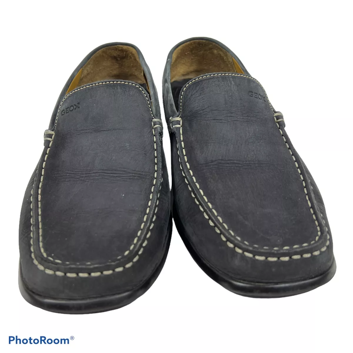 Geox Men s Black Leather Loafer Driving Shoes Size 43 EUR 10.5 US