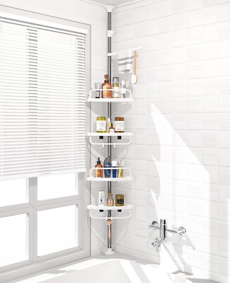 4 Layer Corner Shower Caddy Adjust Shower Shelf Constant Tension Pole Organizer