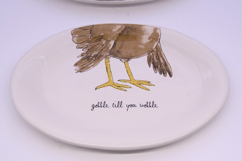 Rae Dunn Oval Dishes - Gobble Gobble, Gobble Till You Wobble-Set of 2 - Picture 5 of 9