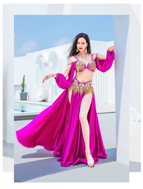 ベリーダンス Hallah of Egypt Belly Dance Costume Egyptian Dance Belly Dance Satin Costume Rhinestone Beaded Bra