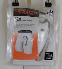 Shock Doctor Compression Shorts Men Protective Bio-Flex Cup White Size Large