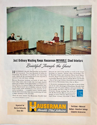 1950 E.F. Hauserman Print Ad 13''x10'' Moore Business Forms Office Niagara Falls