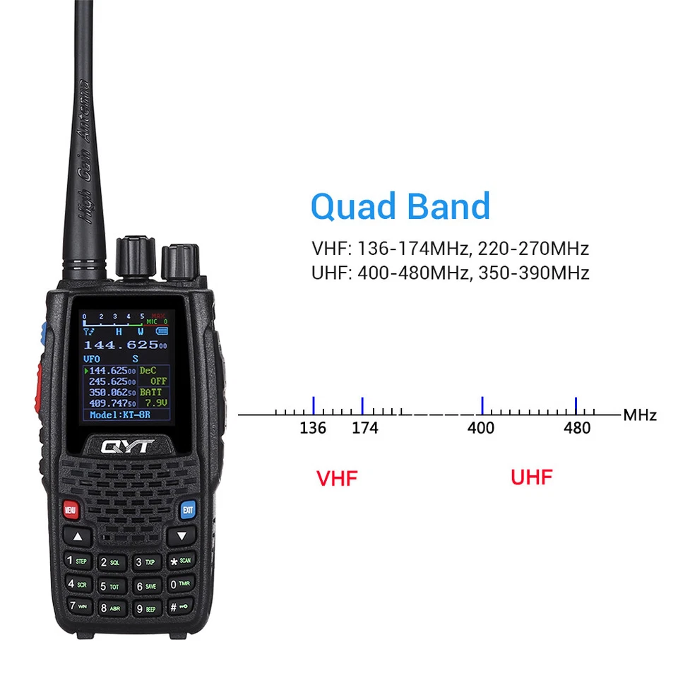 Funksprechgerät KT-8R Walkie Talkie Außensprechanlage UHF VHF Quad Band Transceiver - Bild 3 von 4