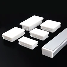 Rectangle Plastic End Caps Ribbed Plugs Blanking Inserts Rectangular Bungs/White
