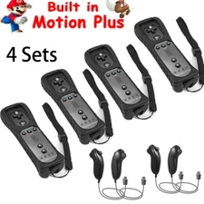 4 Set For Nintendo Wii Wii U 2in1 Motion Plus Remote Nunchuck Controller Gamepad