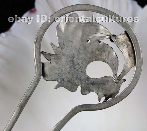 Tribal exotic chinese handmade miao silver headgear hairpin(chinese ancient pa - Picture 3 of 3