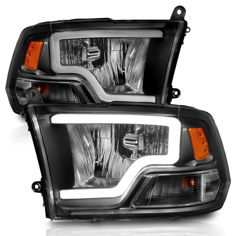 ANZO For 2009-2018 Dodge Ram 1500 Crystal Headlights W/ Light Bar Black Housing Foto 4 de 4