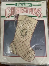 Bucilla Cottage CoreStocking Kit Christmas 82515 Pearl Beads Floss pink Vintage