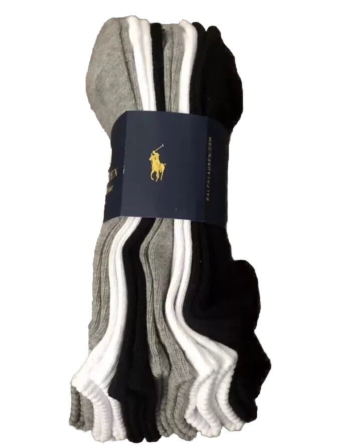 PONY Calze polo Ralph Lauren 6 paia 10 13 taglia grigio bianco nero XL