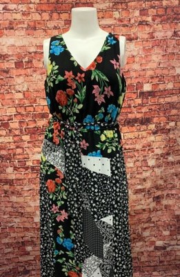 calvin klein black dress with red flowers