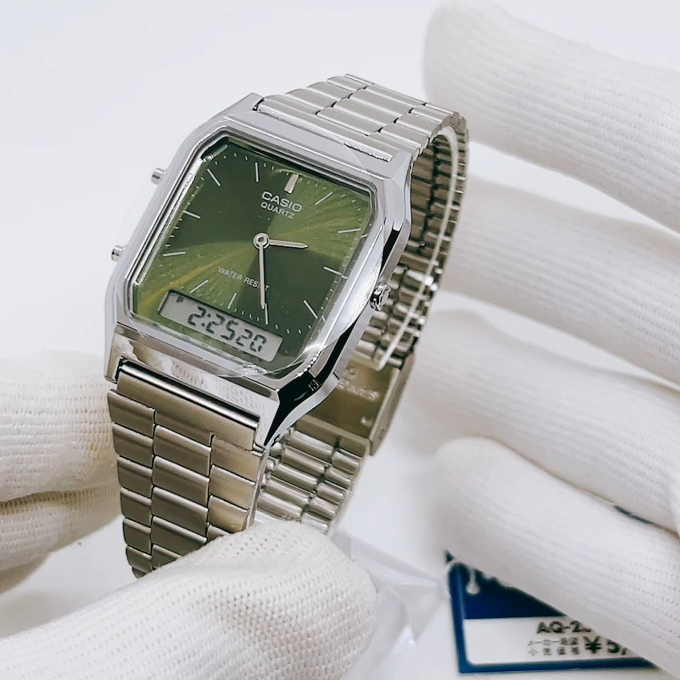 新品未使用 CASIO AQ-230 緑文字盤 箱付き CASIO CLASSIC / AQ-230EGG-3AJF （ダークグリーン） - ファッション