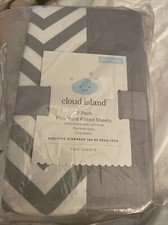 Cloud Island Fitted Playard Sheets 2pk Gray/White Chevron New