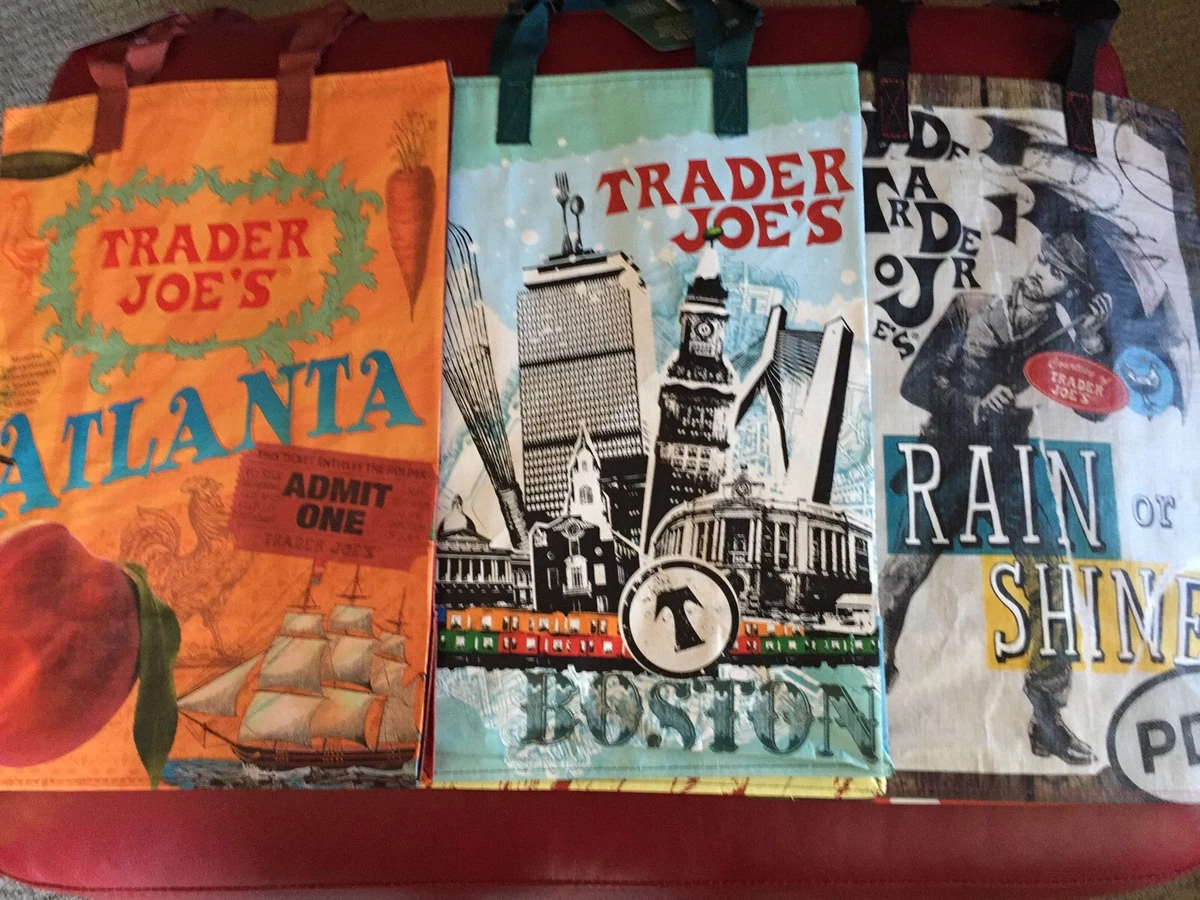 Trader Joe's 3 Cities Collection ATL PDX BOS reusable Shopping grocery 3  bags