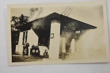 A Typical Gas station in 1940 B&W Snapshot Photograph