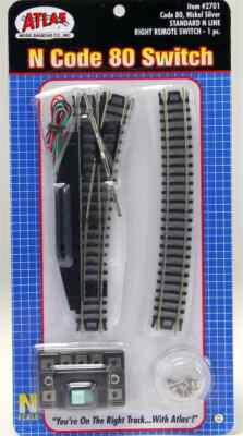 Atlas N Code 80 Switch; Item#: 2701; Standard Switch -  Right Remote