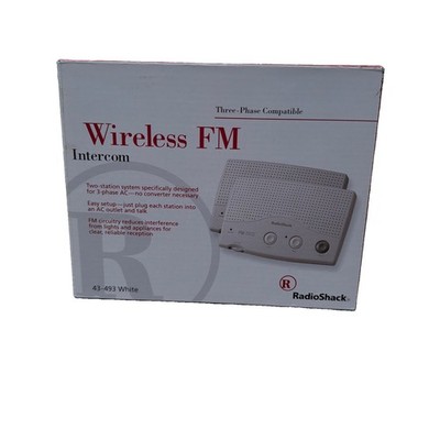 RadioShack Wireless FM Intercom ThreePhase Compatible 43-493 White New Old Stock