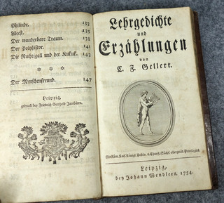 1748 ERSTAUSGABE C. F. Gellert BAROCK Fabeln Klassiker Aufklärung Leder