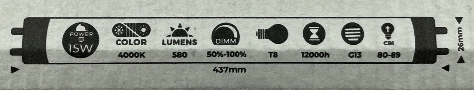 4 x 15W Tube T8 840 Cool White Fluorescent 580lm G13 4000k known as 18" tube - Image 3 of 4