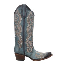 Corral Boots Blue Jean Embroidered Snip Toe Pull On Cowboy Womens Blue Casual B